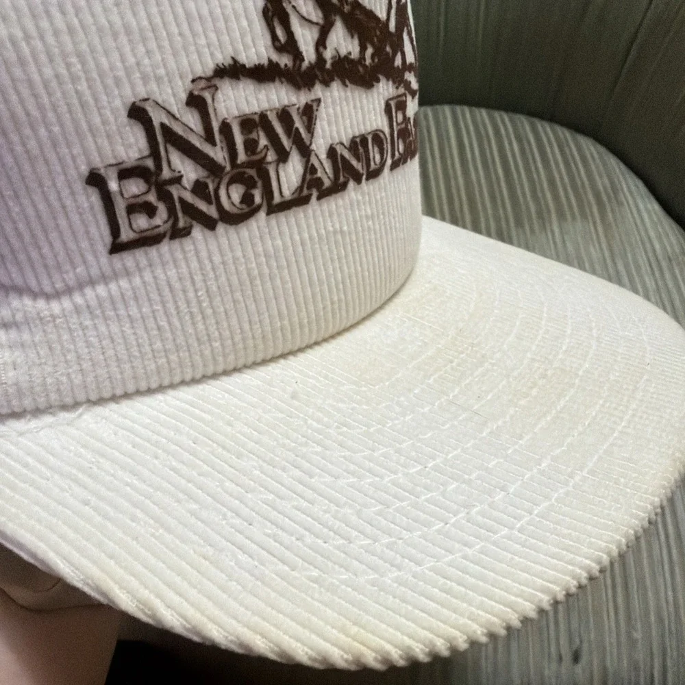 Vintage White Corduroy Hat New England Farmers New Never Worn Horse Plowing